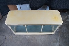 Hollywood Regency Off White Illuminated Display Cabinet Console Showcase Curio