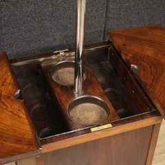 English bar cabinet in walnut wood sideboard glasses bottles 20th century