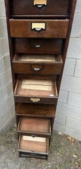 GLOBE WERNICKE TAMBOUR ROLL OAK FILE CABINET