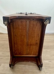 Rare Antique File Cabinet Tilt Open Top Index Card drawers Paneled Sides Casters