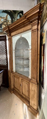 Antique 19th Century American Federal Oak Corner Cabinet with Painted Interior