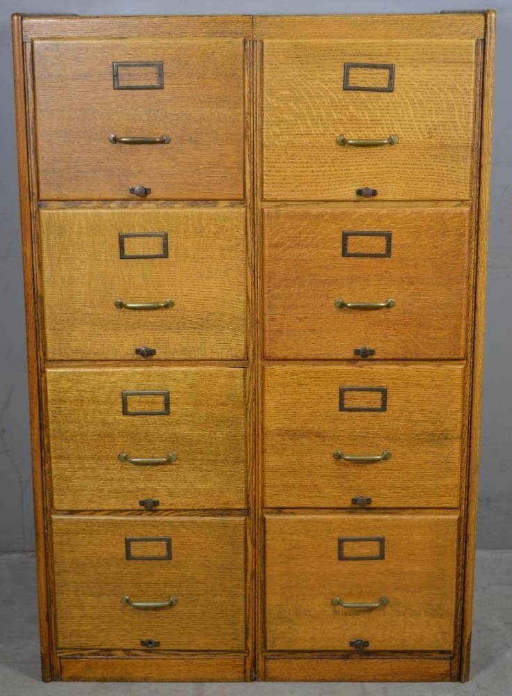 Antique Eight Drawer Oak File Cabinet – Refinished, 1910s, #22584