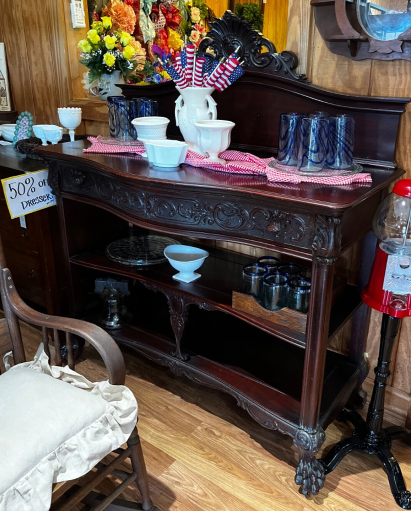 antique rj horner open buffet/server