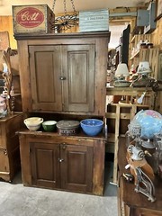 Antique Late 1700s To 1800s Early Primitive Step Back Cabinet.