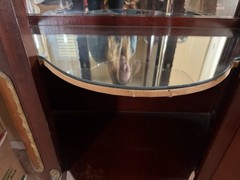 Vintage French Bombay Hand Painted Curio Cabinet with Bubble Glass