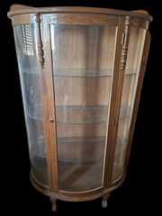 Curved Glass Mirror Curio Case Wall Cabinet Antique **see Discrption