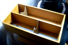 Vintage wood library card file drawer box dovetailed corners Gaylord Bros. N.Y.