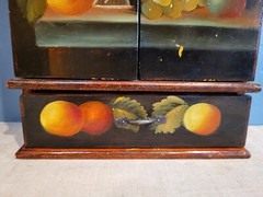 Tole Painted Wooden Tabletop Cabinet with 1 Drawer Cottagecore