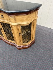 67546 Elegant Server Cabinet with Granite Top and Wrought Iron Doors