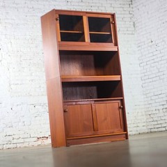 Scandinavian Modern Teak 2 Piece Display Cabinet or Bookcase Made in Denmark
