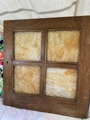 Antique Wood cabinet door Craftsman slag glass Primitive Hoosier architectural