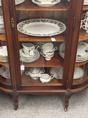 Antique Paine Furniture Elegant China Display Cabinet With Brass Accents