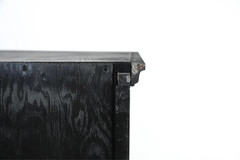 Vintage Glass Front Black Painted Vitrine Display Cabinet