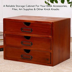 Stackable Apothecary Cabinet 3 Drawer Desk Organizer Vintage Library