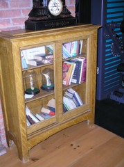 Antique 19th Century Grain Painted Country 2 sliding door Cabinet Chest Bookcase