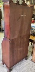 Antique Mahogany Chippendale Drop Front Secretary Desk 4 Serpentine Drawers Key