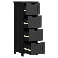 Bathroom Storage Cabinet Side Cabinet with 4 Drawers Entryway Cupboard Black
