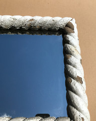 VTG Salvaged 14×17 Shabby White Spiral Helical Wood 10×13 Mirror Old 1169-25B