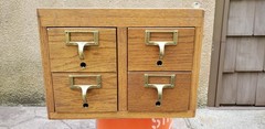 Antique Tiger Oak 4-Drawer 3″ x 5″ Card Catalog Library File Cabinet