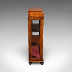 Antique Pier Cabinet, English, Walnut, Glazed Display Bookcase, Victorian, 1860