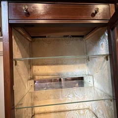 ANTIQUE INLAID CURIO DISPLAY CHINA CABINET Lighted