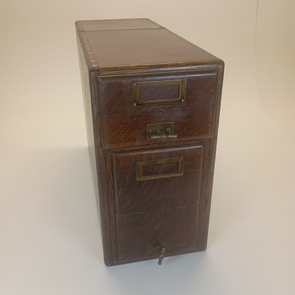 Antique Quarter Sawn Oak 2 Drawer Library Card Catalog File Cabinet Stackable