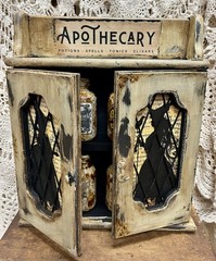 Witch Apothecary, Vintage Wooden Cabinet, Chalk Painted ~ Witches