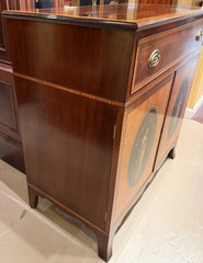 Adam Style Walnut & Satinwood Linen Cabinet with Painted Oval Panels