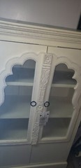 Antique Cabinet Hutch Carved Rose French Provincial Country Display Case Curio