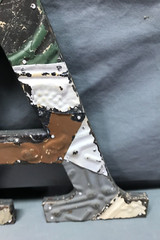 Decorative Salvage Tin Ceiling 12″ Patchwork Metal VTG Letter A Old 272-25B
