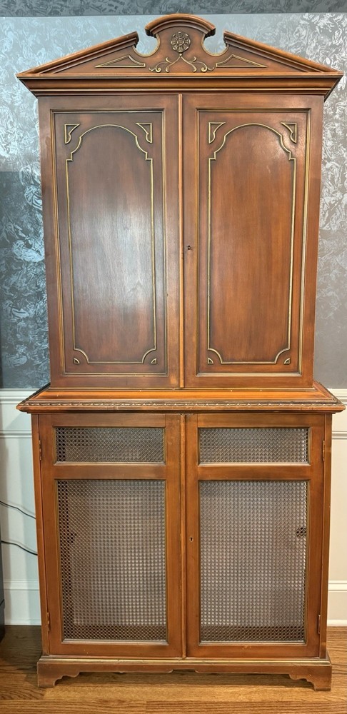 Antique Custom Made Radiator Cover With Matching Hutch With Shelves
