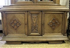 Antique Carved Oak Display Cabinet from Europe c1930 Art Deco