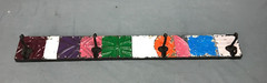VTG Decorative Shabby Patchwork 32″ Tin Ceiling Metal 4 Hook Rack Old 196-25B