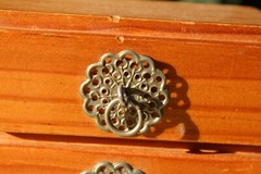Mini Pine Wooden Vintage Storage Cabinet Chest Four Drawers-Brass Handles