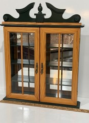 Vtg Display Hanging Wall Cabinet Glass Doors Mirror Back 4 Shelves Cottagecore
