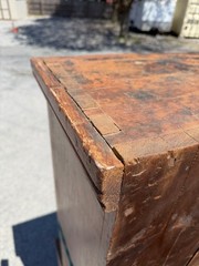 Antique Red painted 12 light primitive cupboard step back farm house country