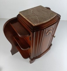 Art Deco Side Cabinet Display Boards Marble Top Wood Antique