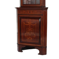 Diminutive Antique Classical Mahogany & Satinwood Inlaid Corner Cabinet C1900