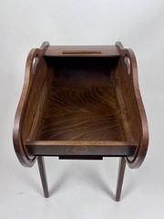 Beautiful Vintage Mid Century Modern Danish Tambour Roll Top Sewing Cabinet