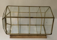 Vintage 13″ Hexagon Glass & Brass Curio Display Cabinet