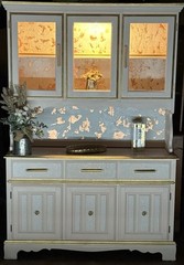 Heirloom Rose China Cabinet |Blush Pink Hutch Rose Gold Lighted Display Cabinet