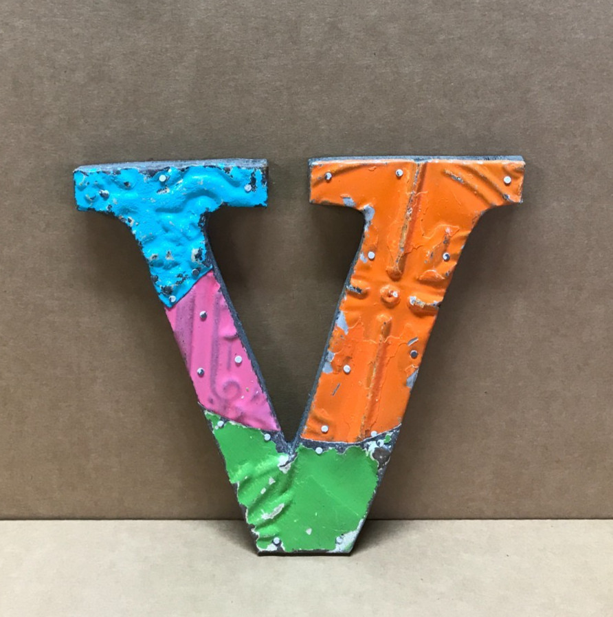 Decorative Salvaged Tin Ceiling 8″ Patchwork Mix Color Letter V Metal 248-26B
