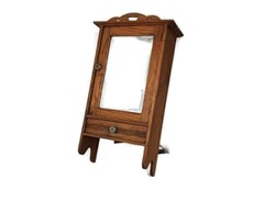 Medicine Cabinet Apothecary Kitchen Bathroom wood shaving Beveled glass mirror