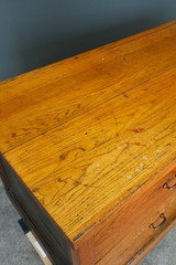 Antique Flat File Wood Apothecary Cabinet Store Counter Kitchen Island Vintage