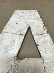 Decorative Salvage Tin Ceiling 16″ Patchwork Blue Metal VTG Letter A 1795-24B