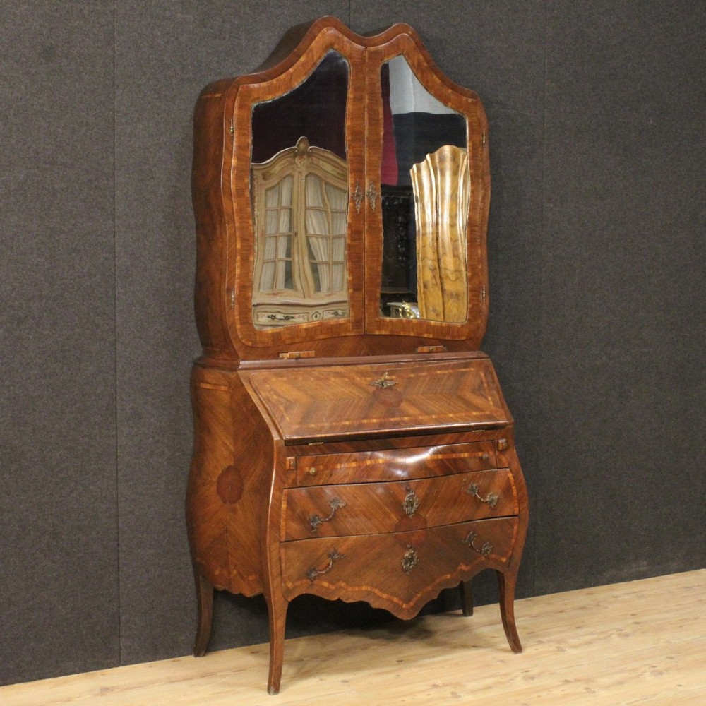 Genoese Trumeau double body furniture bureau wood antique style 20th century