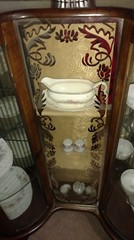 late 19th century victorian display cabinet, dark wood, minor scratches.