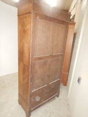 Antique French Renaissance Carved Walnut Wardrobe large Beveled Mirror