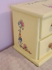 Vintage Yellow Table Top Wooden 8-Drawer Birdhouses Apothecary Hand Painted