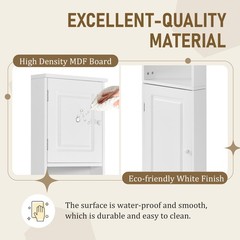 Tall Corner Bathroom Storage Cabinet MDF Freestanding Cabinet with 2 Doors